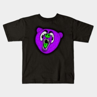 Comic Bear (Purple and Green) Kids T-Shirt